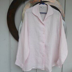 Pink Linen Blouse, Size L
